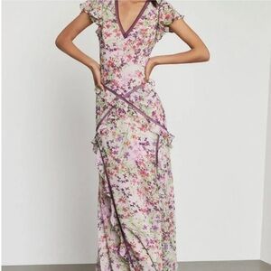 BCBG Botanical Floral Maxi Evening Wedding Party Spring/Summer Dress Size 4